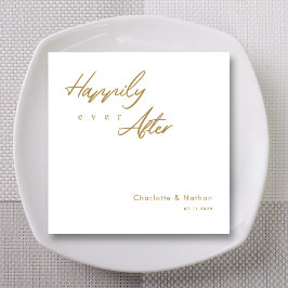 Elegant 'Happily Ever After' Gold Script Wedding Servet
