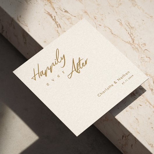 Elegant 'Happily Ever After' Gold Script Wedding Servet