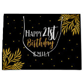 Elegant Happy 21st Birthday Gold Foliage Groot Cadeauzakje (Voorkant)
