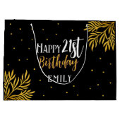 Elegant Happy 21st Birthday Gold Foliage Groot Cadeauzakje (Achterkant)