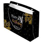 Elegant Happy 21st Birthday Gold Foliage Groot Cadeauzakje (Achterkant Gekanteld)
