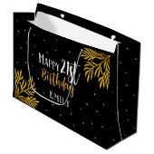 Elegant Happy 21st Birthday Gold Foliage Groot Cadeauzakje (Voorkant Gekanteld)