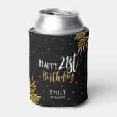 Elegant Happy 21st Birthday Gold Foliage Party Blikjeskoeler (Blikje Voorkant)
