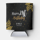 Elegant Happy 21st Birthday Gold Foliage Party Blikjeskoeler (Voorkant)