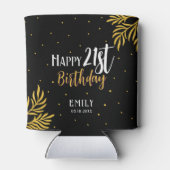Elegant Happy 21st Birthday Gold Foliage Party Blikjeskoeler (Achterkant)