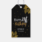 Elegant Happy 21st Birthday Gold Foliage Party Cadeaulabel (Achterkant)