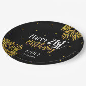 Elegant Happy 21st Birthday Gold Foliage Party Papieren Bordje (Gekanteld)