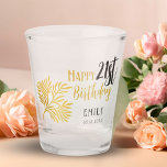 Elegant Happy 21st Birthday Gold Foliage Party Shot Glas<br><div class="desc">Elegante Happy 21st Birthday Gold Foliage Party Shot Glass. Vier een mijlpaal in stijl met ons Elegant Black & Gold 21st Birthday-glas. Met een luxe gouden gebladerte voegt dit ontwerp een vleugje klasse toe aan elke viering. Dit glas is perfect om de eregast extra speciaal te laten voelen. Maak het...</div>