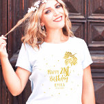 Elegant Happy 21st Birthday Gold Foliage Party T-shirt<br><div class="desc">Elegant Happy 21st Birthday Gold Foliage Party Vrouw T-shirt. Een elegant gouden blad. Voeg jouw naam,  datum en leeftijd toe en maak je eigen verjaardagsfeestje eregast t-shirt.</div>