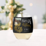 Elegant Happy 21st Birthday Gold Foliage Party Wijnglas Zonder Voet<br><div class="desc">Elegante Happy 21st Birthday Gold Foliage Party Stemless Wine Glass. Vier een mijlpaal in stijl met ons Elegant Black & Gold 21st Birthday-glas. Met een luxe gouden gebladerte voegt dit ontwerp een vleugje klasse toe aan elke viering. Dit glas is perfect om de eregast extra speciaal te laten voelen. Maak...</div>