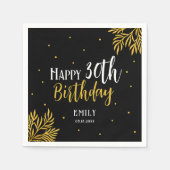 Elegant Happy 30th Birthday Gold Foliage Party Servet (Voorkant)