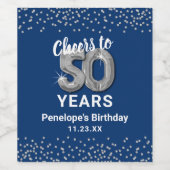 Elegant Happy 50th Verjaardag Wijn Label Wijn Etiket (Enkel label)