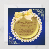 Elegant Happy 5th Wedding Jubileum Gold & Navy Kaart (Voorkant)
