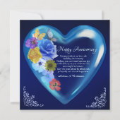 Elegant Happy 5th Wedding Jubileum Heart Navy Kaart (Voorkant)