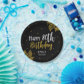 Elegant Happy 80th Birthday Gold Foliage Party Papieren Bordje (Feest)