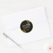 Elegant Happy 80th Birthday Gold Foliage Party Ronde Sticker (Envelop)