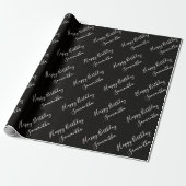 Elegant Happy Birthday cadeaupapier met eigen naam (Uitgerold)