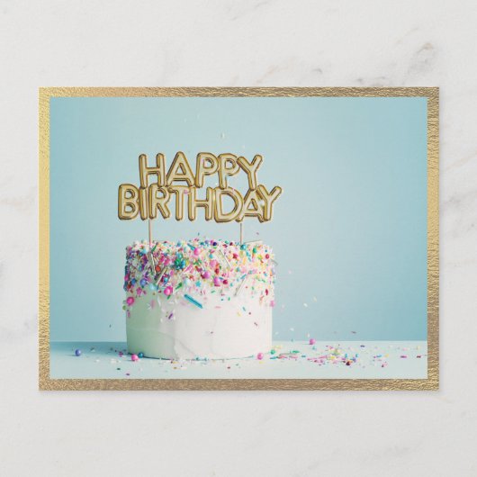 Elegant Happy Birthday Cake Modern Briefkaart (Voorkant)