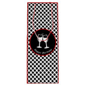 Elegant Happy Birthday Glasses Black Polka Dot Wijn Cadeautas (Achterkant)