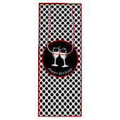 Elegant Happy Birthday Glasses Black Polka Dot Wijn Cadeautas (Voorkant)