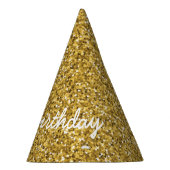 Elegant Happy Birthday in Faux Gold Glitters Feesthoedjes (Rechts)