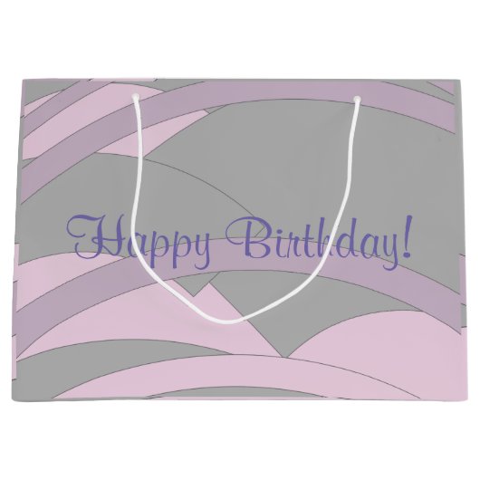 Elegant Happy Birthday Large Cadeautasje (Voorkant)