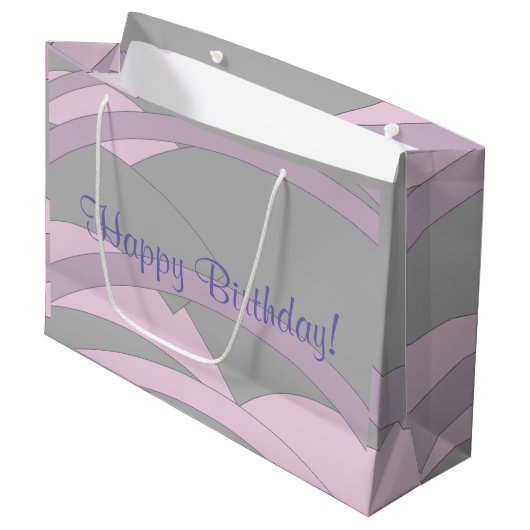 Elegant Happy Birthday Large Cadeautasje (Voorkant Gekanteld)