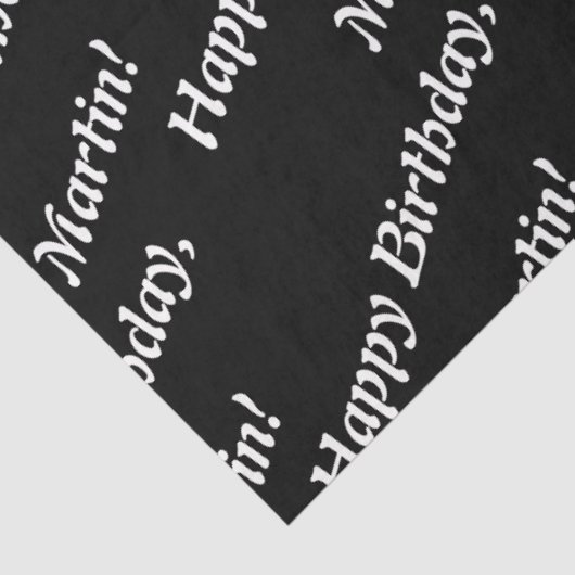 Elegant Happy Birthday Name Black Tissuepapier (Detail)