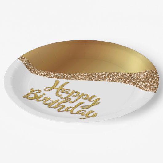 Elegant Happy Birthday Papieren Bordje (Gekanteld)