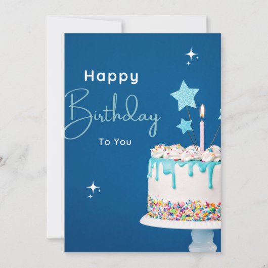 Elegant Happy Birthday Poster – Blauw Thema Kaart (Voorkant)