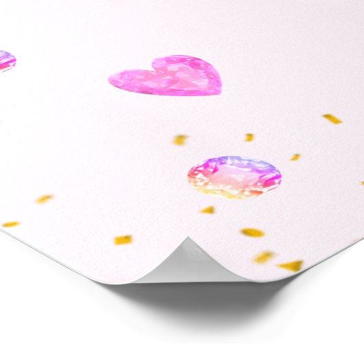 Elegant Happy Birthday Princess & Pareltjes op roz Poster (Hoek)