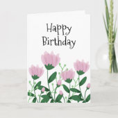 Elegant Happy Birthday Roze Flowers Kaart (Voorkant)