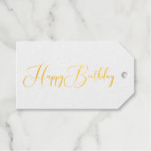 Elegant Happy Birthday Script Font Gold Cadeaulabels (Voorkant (horizontaal))