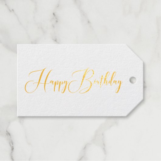 Elegant Happy Birthday Script Font Gold Cadeaulabels (Voorkant (horizontaal))