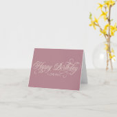 Elegant Happy Birthday script op maat Kaart (Gele Bloem)