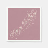 Elegant Happy Birthday script op maat Servet (Voorkant)
