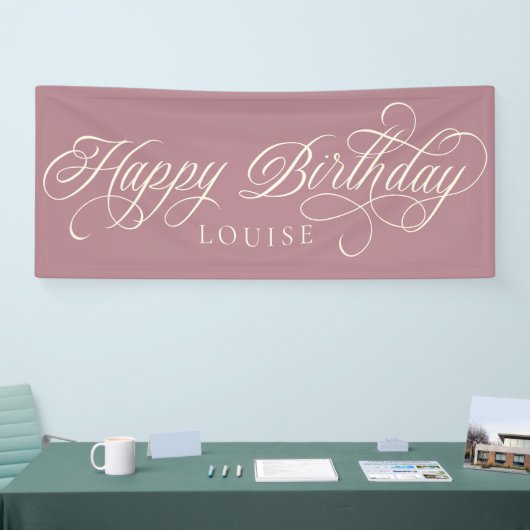 Elegant Happy Birthday script op maat Spandoek (Beurs)