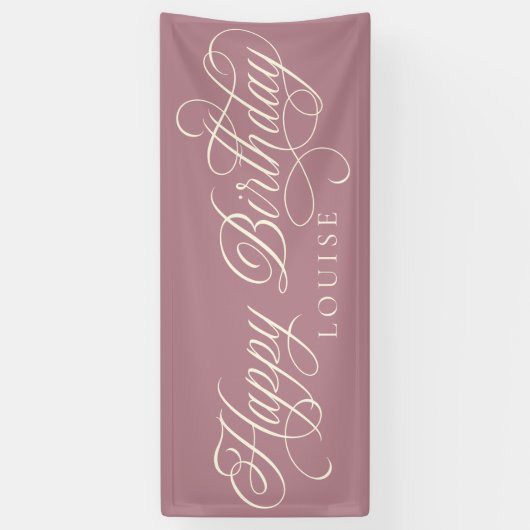 Elegant Happy Birthday script op maat Spandoek (Verticaal)