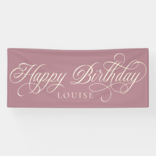 Elegant Happy Birthday script op maat Spandoek