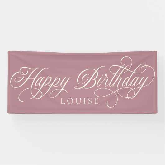 Elegant Happy Birthday script op maat Spandoek (Horizontaal)