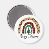 Elegant Happy Christmas Text Art Tree Magneet (Voorkant / Achterkant)