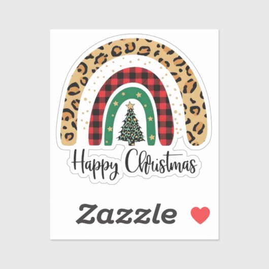 Elegant Happy Christmas Text Art Tree Sticker (Vel)