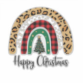 Elegant Happy Christmas Text Art Tree Sticker (Voorkant)