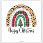 Elegant Happy Christmas Text Art Tree Sticker (Vel)