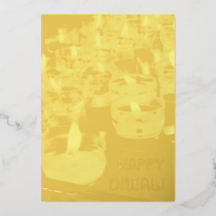 Elegant Happy Diwali Candles Gold Foil Shiny Kaart