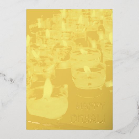 Elegant Happy Diwali Candles Gold Foil Shiny Kaart (Voorkant)