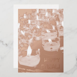 Elegant Happy Diwali Candles Roos Gold Foil Folie Feestdagenkaart