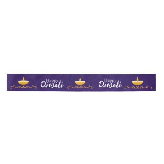 Elegant Happy Diwali Custom Satin Ribbon Satijnen Lint (Voorkant)