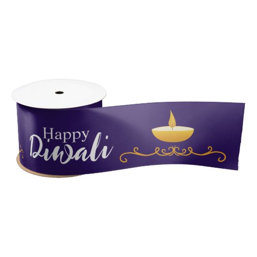 Elegant Happy Diwali Custom Satin Ribbon Satijnen Lint (Spoel)