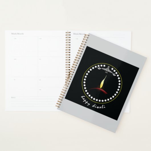 Elegant Happy Diwali Diya Flame Star Wreath Planner (Display)